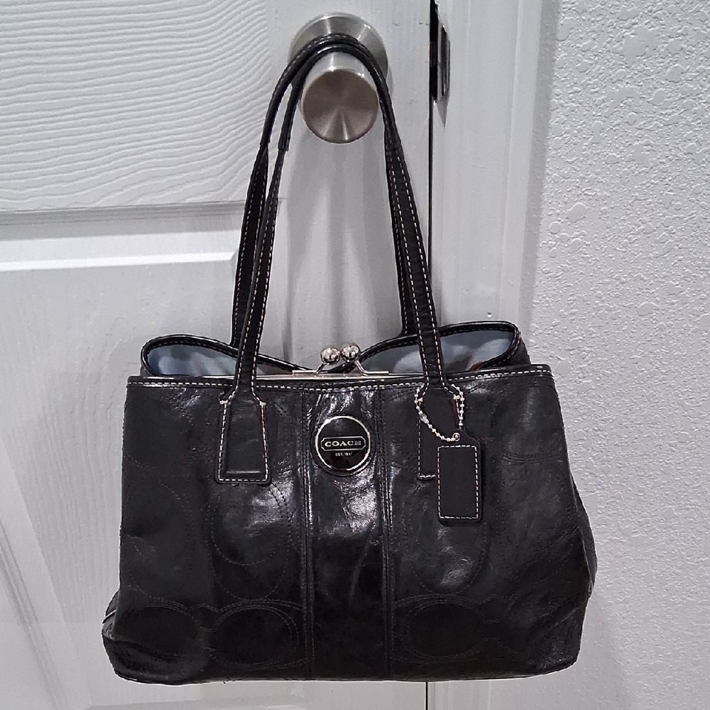 Coach Black Shoulder Bag with Silver Hardware